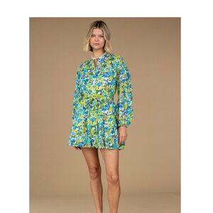 Olivia James The Label Floral Blue and Green Women's Dress